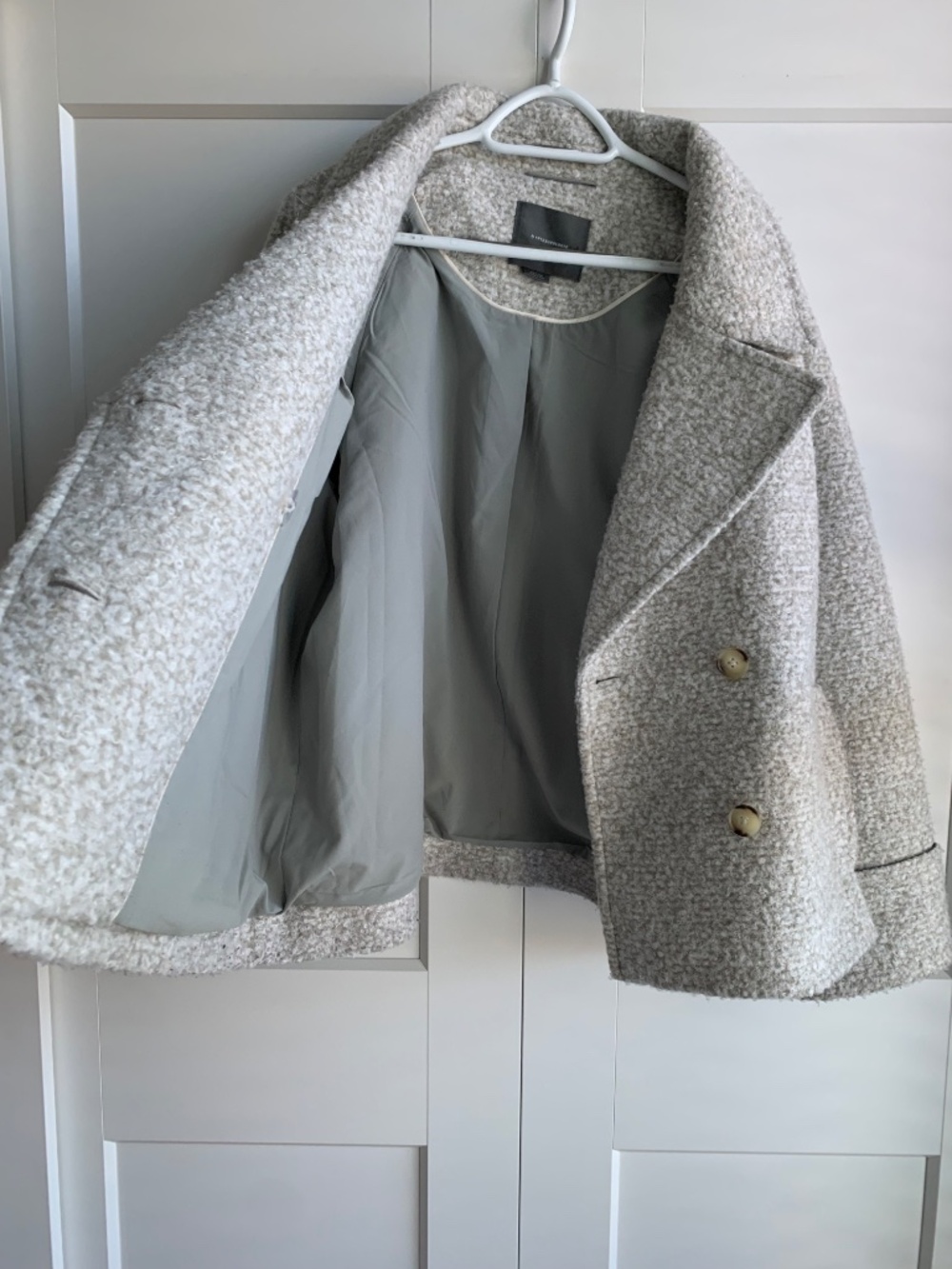 Anthropologie Bouclé Short Coat Oversized Jacket Double Breasted Women's size L - Picture 7 of 14